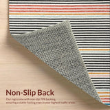 Ultra Soft Area Rug, Non Slip, Stain Resistant, Washable Area Rugs for Living Room, Bedroom, Black and White Striped Machine Washable(Black)