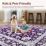 Ultra Soft Area Rug, Non Slip, Stain Resistant, Washable Area Rugs for Living Room, Bedroom, Elegant Purple Tiled Texture(Purple)