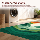 Ultra Soft Area Rug, Non Slip, Stain Resistant, Washable Area Rugs for Living Room, Bedroom, Stylish Cheerful Sunburst Arrangement(Orange)