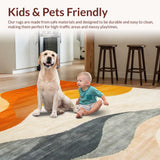 Ultra Soft Area Rug, Non Slip, Stain Resistant, Washable Area Rugs for Living Room, Bedroom, Striking Layered Color Fusion Style(Orange)