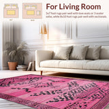 Ultra Soft Area Rug, Non Slip, Stain Resistant, Washable Area Rugs for Living Room, Bedroom, Chic Modern Abstract Aesthetic(Pink)