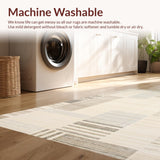 Ultra Soft Area Rug, Non Slip, Stain Resistant, Washable Area Rugs for Living Room, Bedroom, Contemporary Soft Irregular Edge(Beige)