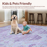 Ultra Soft Area Rug, Non Slip, Stain Resistant, Washable Area Rugs for Living Room, Bedroom, Charming Vintage Tiled Aesthetic(Purple)
