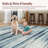 Ultra Soft Area Rug, Non Slip, Stain Resistant, Washable Area Rugs for Living Room, Bedroom, Coastal Breeze Abstract Carpet: Serene Grey-Blue Striped Design for Entryway(Blue)