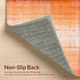 Ultra Soft Area Rug, Non Slip, Stain Resistant, Washable Area Rugs for Living Room, Bedroom, Elegant Ombre Gradient Rug Distressed Textured Look Fine Geometric Lines(Orange)