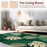 Ultra Soft Area Rug, Non Slip, Stain Resistant, Washable Area Rugs for Living Room, Bedroom, Elegant Monstera Patterned Accent(Green)