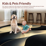 Ultra Soft Area Rug, Non Slip, Stain Resistant, Washable Area Rugs for Living Room, Bedroom, Contemporary Black and Gold Artistic Flow(Gold)