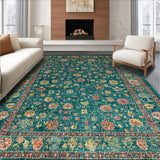 Ultra Soft Area Rug, Non Slip, Stain Resistant, Washable Area Rugs for Living Room, Bedroom, Boho Insect Print Round(Teal)