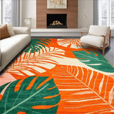 Ultra Soft Area Rug, Non Slip, Stain Resistant, Washable Area Rugs for Living Room, Bedroom, Elegant Geometric Leaf Arrangement(Orange)