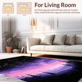 Ultra Soft Area Rug, Non Slip, Stain Resistant, Washable Area Rugs for Living Room, Bedroom, Charming Planetary Pattern Play(Purple)