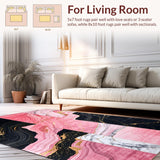 Ultra Soft Area Rug, Non Slip, Stain Resistant, Washable Area Rugs for Living Room, Bedroom, Minimalist Pink and Charcoal Contrast(Pink)
