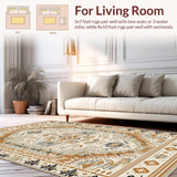 Ultra Soft Area Rug, Non Slip, Stain Resistant, Washable Area Rugs for Living Room, Bedroom, Sophisticated Abstract Earth Tone(Beige)