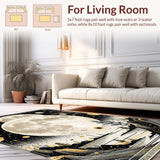 Ultra Soft Area Rug, Non Slip, Stain Resistant, Washable Area Rugs for Living Room, Bedroom, Trendy Half Moon Textile Art(Gold)