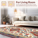 Ultra Soft Area Rug, Non Slip, Stain Resistant, Washable Area Rugs for Living Room, Bedroom, Boho Cream Multi High Traffic Living Room Rug(White)