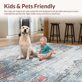 Ultra Soft Area Rug, Non Slip, Stain Resistant, Washable Area Rugs for Living Room, Bedroom, Rustic Distressed Geometric Arrangement(Gray)