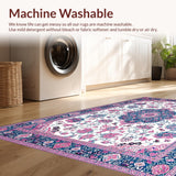 Ultra Soft Area Rug, Non Slip, Stain Resistant, Washable Area Rugs for Living Room, Bedroom, Elegant Ogee Inspired Composition(White)