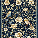 Whimsical Floral and Bird Fusion(Blue)