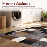 Ultra Soft Area Rug, Non Slip, Stain Resistant, Washable Area Rugs for Living Room, Bedroom, Vivid Colorful Geometric Arrangement(Brown)