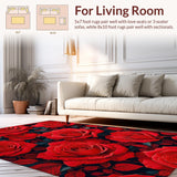 Ultra Soft Area Rug, Non Slip, Stain Resistant, Washable Area Rugs for Living Room, Bedroom, Vibrant Shaggy Floral Elegance(Red)