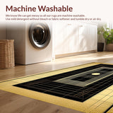 Ultra Soft Area Rug, Non Slip, Stain Resistant, Washable Area Rugs for Living Room, Bedroom, Sophisticated Urban Linear Patterns(Gold)
