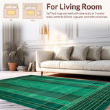 Ultra Soft Area Rug, Non Slip, Stain Resistant, Washable Area Rugs for Living Room, Bedroom, Abstract Gold Linear Artistry(Green)