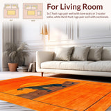 Ultra Soft Area Rug, Non Slip, Stain Resistant, Washable Area Rugs for Living Room, Bedroom, Lively Exotic Pattern Fusion(Orange)