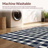 Ultra Soft Area Rug, Non Slip, Stain Resistant, Washable Area Rugs for Living Room, Bedroom, Artful Ogee Pattern in Monochrome(Blue)