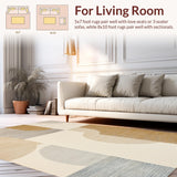Ultra Soft Area Rug, Non Slip, Stain Resistant, Washable Area Rugs for Living Room, Bedroom, Handmade Ivory Bedroom Minimalist Abstract Wool Carpet(Beige)