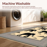 Ultra Soft Area Rug, Non Slip, Stain Resistant, Washable Area Rugs for Living Room, Bedroom, Rustic Cocoa-Black Animal Motif(Beige)