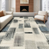 Ultra Soft Area Rug, Non Slip, Stain Resistant, Washable Area Rugs for Living Room, Bedroom, Modern Pinstripe Echo Rug With Bold Alternating Linework Abstract Pattern(Gray)