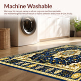 Ultra Soft Area Rug, Non Slip, Stain Resistant, Washable Area Rugs for Living Room, Bedroom, Warm Hues Large Rectangle(Blue)
