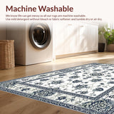 Ultra Soft Area Rug, Non Slip, Stain Resistant, Washable Area Rugs for Living Room, Bedroom, Timeless Neutral Textured Design(White)