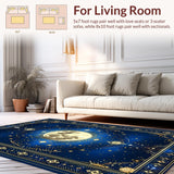 Ultra Soft Area Rug, Non Slip, Stain Resistant, Washable Area Rugs for Living Room, Bedroom, Abstract Celestial Bliss Composition(Blue)