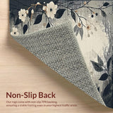 Ultra Soft Area Rug, Non Slip, Stain Resistant, Washable Area Rugs for Living Room, Bedroom, Chic Black Floral Motif(Gray)
