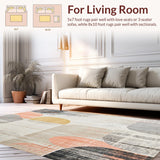 Ultra Soft Area Rug, Non Slip, Stain Resistant, Washable Area Rugs for Living Room, Bedroom, with Subtle Distressed Beige and Multi(Gray)
