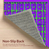 Ultra Soft Area Rug, Non Slip, Stain Resistant, Washable Area Rugs for Living Room, Bedroom, Dynamic Learning-Focused Lattice Style(Purple)