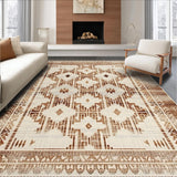 Ultra Soft Area Rug, Non Slip, Stain Resistant, Washable Area Rugs for Living Room, Bedroom, Chic Contemporary Linear Elements(Brown)