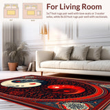 Ultra Soft Area Rug, Non Slip, Stain Resistant, Washable Area Rugs for Living Room, Bedroom, Chinese Ba-gua Living Room Non-Slip Carpet(Red)