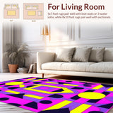 Ultra Soft Area Rug, Non Slip, Stain Resistant, Washable Area Rugs for Living Room, Bedroom, Eclectic Hip Hop Aesthetic Motif(Yellow)
