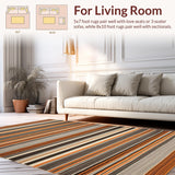 Ultra Soft Area Rug, Non Slip, Stain Resistant, Washable Area Rugs for Living Room, Bedroom, Contemporary Warm Toned Weave(Orange)