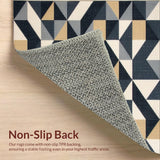 Ultra Soft Area Rug, Non Slip, Stain Resistant, Washable Area Rugs for Living Room, Bedroom, Modern Geometric Charcoal Beige Living Room Area Rug(Beige)
