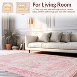 Ultra Soft Area Rug, Non Slip, Stain Resistant, Washable Area Rugs for Living Room, Bedroom, Chic Bow Ribbon Rug with Elegant Curved Borders and Heart Accents(Pink)