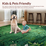 Ultra Soft Area Rug, Non Slip, Stain Resistant, Washable Area Rugs for Living Room, Bedroom, Elegant Nature-Inspired Floral Print(Green)