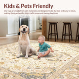 Ultra Soft Area Rug, Non Slip, Stain Resistant, Washable Area Rugs for Living Room, Bedroom, Ornate Beige Area Comfort Floor Non Slip Design(Beige)