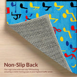 Ultra Soft Area Rug, Non Slip, Stain Resistant, Washable Area Rugs for Living Room, Bedroom, Vibrant Musical Harmony Theme(Blue)