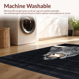 Ultra Soft Area Rug, Non Slip, Stain Resistant, Washable Area Rugs for Living Room, Bedroom, Artful Rustic Animal Illustration(Black)