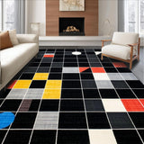 Ultra Soft Area Rug, Non Slip, Stain Resistant, Washable Area Rugs for Living Room, Bedroom, Playful Monochrome Geometric Design(Black)