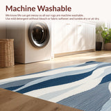 Ultra Soft Area Rug, Non Slip, Stain Resistant, Washable Area Rugs for Living Room, Bedroom, Elegant Area Rug Coastal Breeze Design(Blue)