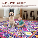 Ultra Soft Area Rug, Non Slip, Stain Resistant, Washable Area Rugs for Living Room, Bedroom, Artful Abstract Mosaic Arrangement(Purple)