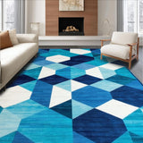 Ultra Soft Area Rug, Non Slip, Stain Resistant, Washable Area Rugs for Living Room, Bedroom, Geometric Blue(Blue)